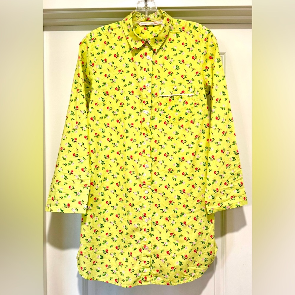Victoria's Secret Women’s‎ Yellow & Pink Floral Night Shirt Size XS